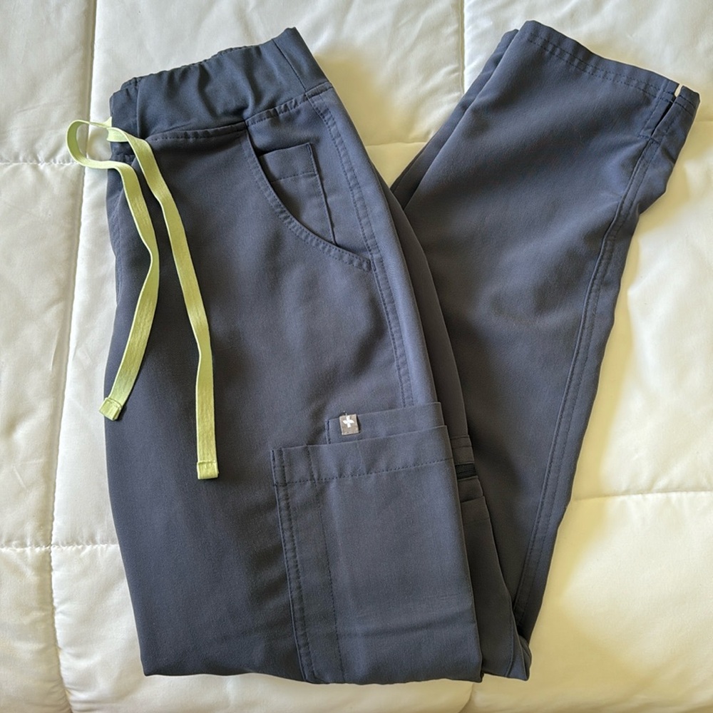 Figs High Waisted Yola Skinny scrub pants, Space Navy
